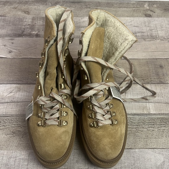 All Saints Wanda Genuine Shearling Lug Sole Combat Boot - Picture 4 of 10